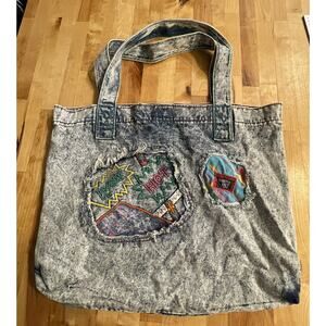 Torn Out Denim‎ Jean Purse Stonewashed Tote Bag Vintage 80s 90s